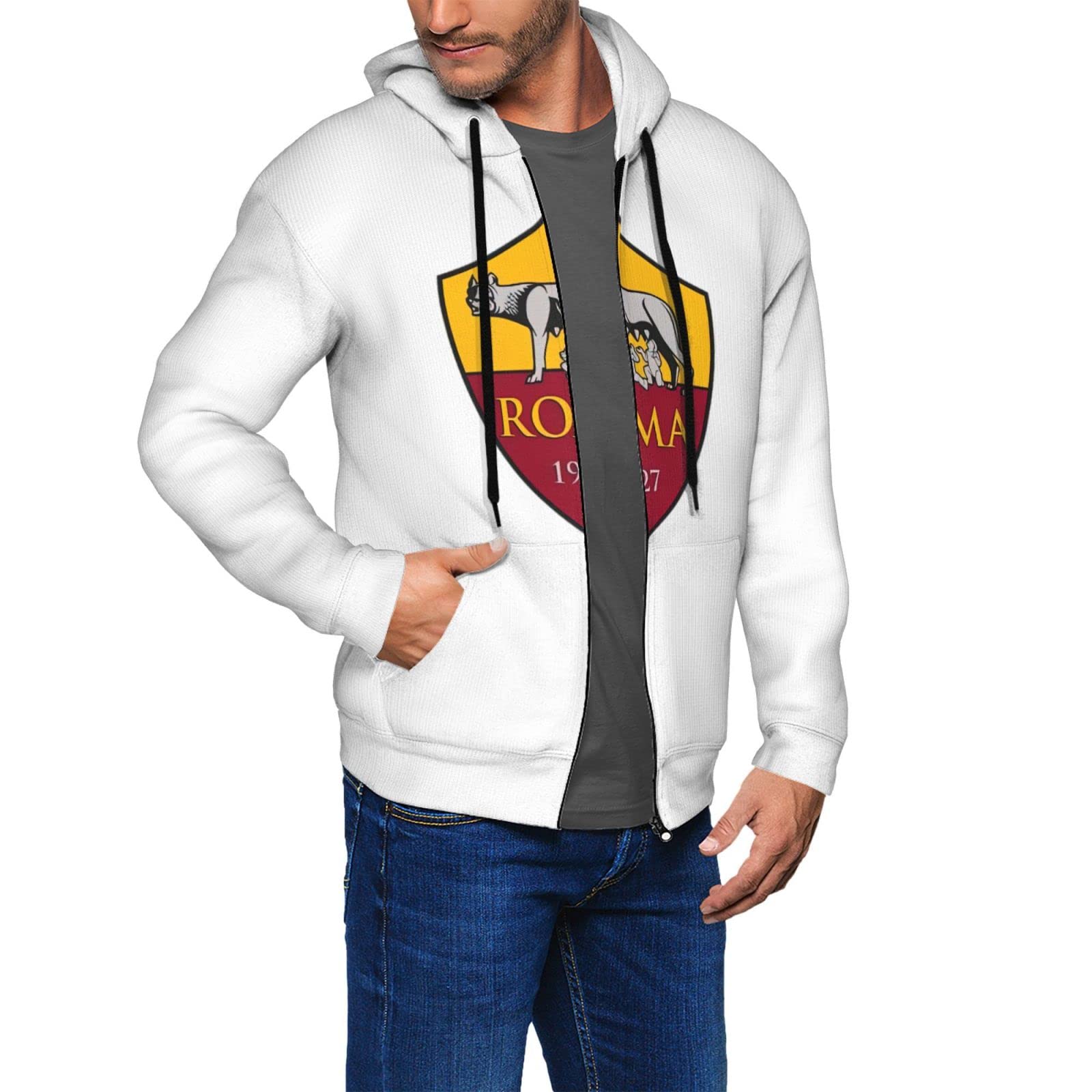 Amazon.co.jp: Asローマ エンブレム メンズ 長袖 パーカー フード付き